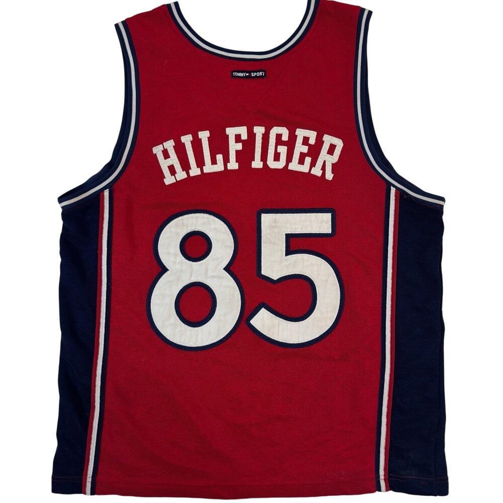 Vintage Tommy Hilfiger Tommy Jeans Sport 85 Basketball Jersey Red Mens L Y2K